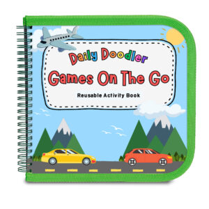 Daily Doodler Reusable Activity Book- Games On The Go, Includes 4 Wonder Stix