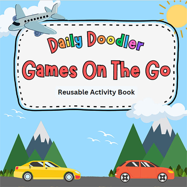 Daily Doodler Reusable Activity Book- Games On The Go, Includes 4 Wonder Stix