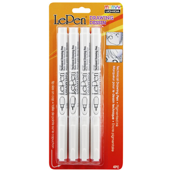 LePen Drawing Pens, 4 Per Pack, 3 Packs