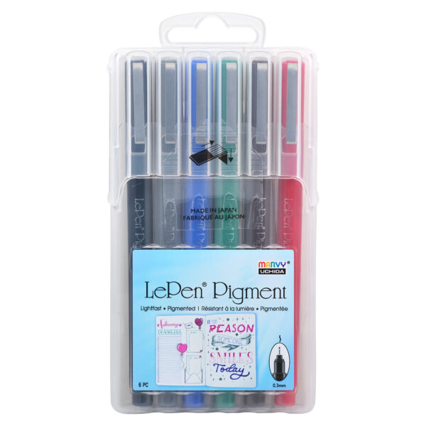 LePen Pigment Pens, Primary Colors, Pack of 6