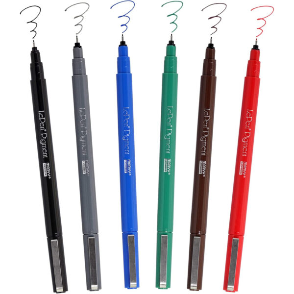 LePen Pigment Pens, Primary Colors, Pack of 6