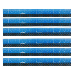 Easy Read Ruler, Plastic, Blue-Black, 12", Pack of 6