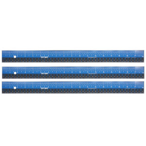 Easy Read Ruler, Stainless Steel, Blue-Black, 18", Pack of 3