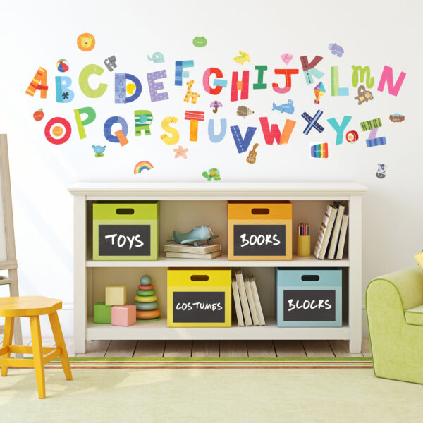 Alphabet Fun Vinyl Decals, 52 Pieces