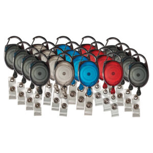 Retractable Carabiner Style Badge Reels with Badge Strap, Assorted, Pack of 20