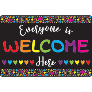 Welcome Mat with Slip Resistant Backing, 15.5" x 23.5", Everyone is Welcome Here, Hearts, Pack of 2