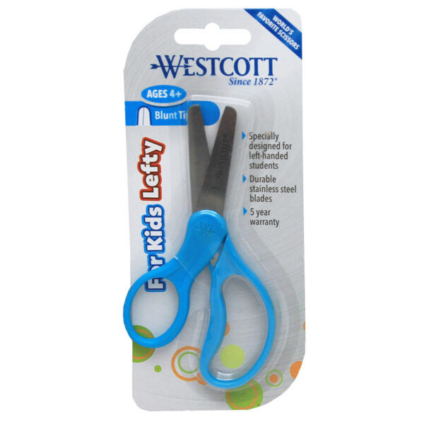 5" Lefty Hard Handle Kids Scissors, Blunt, Assorted Colors, Pack of 6