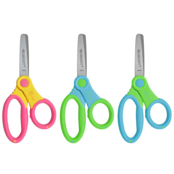 5" Anti-Microbial Kids Scissors, Blunt, Assorted Colors, Pack of 6