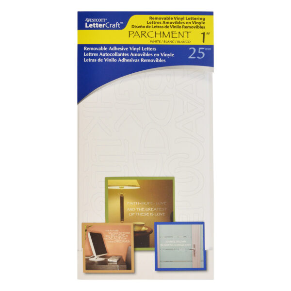 ERSACM15822-4_2.jpg LetterCraft Removable Vinyl Lettering, 1-Inch, Parchment, White, 140 Per Pack, 4 Packs