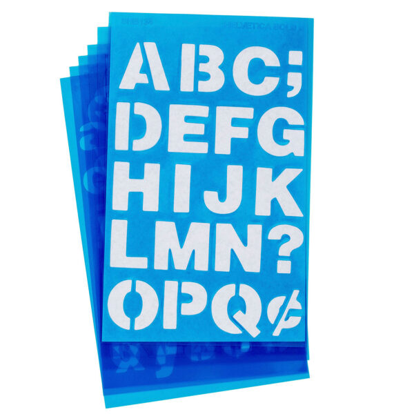 LetterCraft Reusable Plastic Stencils, Full Alphabet & Numbers, Helvetica Bold Font, 3-4-Inch, 6 Per Pack, 4 Packs