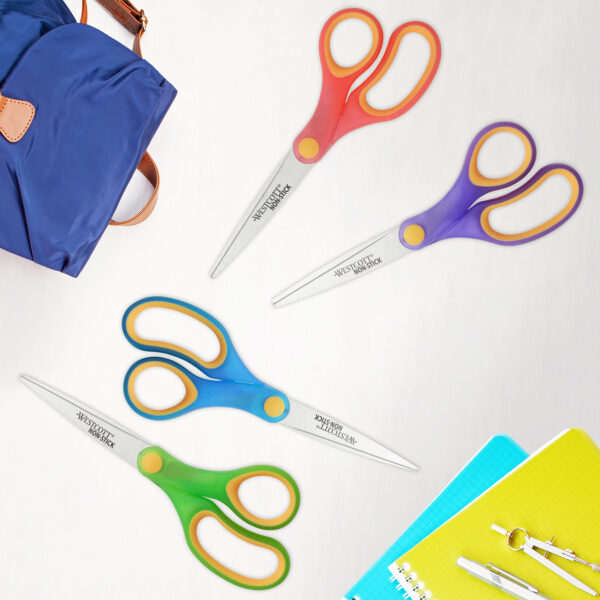 7" Student Non-Stick Scissors, Assorted Colors, Ages 12+, Pack of 3