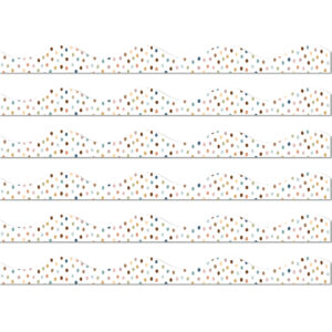 Magnetic Scallop Border, 12" x 1", Everyone is Welcome Painted Dots, 12 Feet Per Pack, 6 Packs