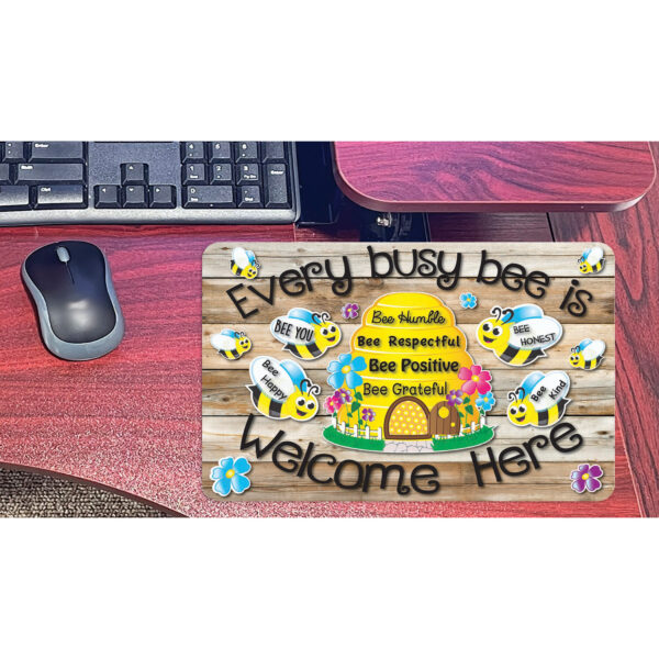 Computer Mouse Pad, 8" x 10", Every Busy Bee is Welcome Here, Pack of 6
