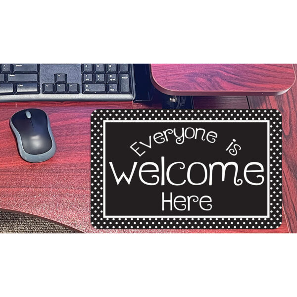 Computer Mouse Pad, 8" x 10", Everyone is Welcome Here, BW Dots, Pack of 6