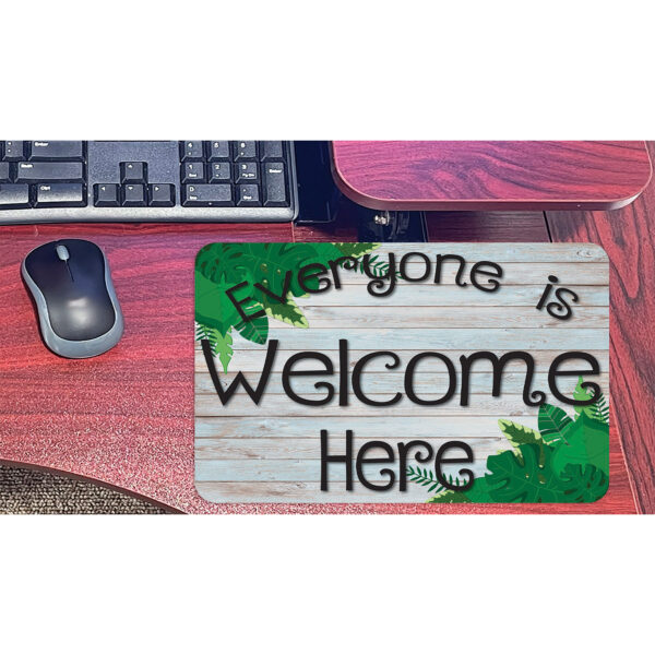 Computer Mouse Pad, 8" x 10", Everyone is Welcome Here, Beech Wood, Greenery, Pack of 6