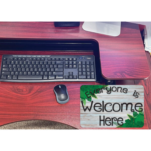 Computer Mouse Pad, 8" x 10", Everyone is Welcome Here, Beech Wood, Greenery, Pack of 6