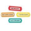 Magnetic Die-Cut Timesavers & Labels, Days of the Week, White Polka Dots On Assorted Colors, 8 Per Pack, 6 Packs