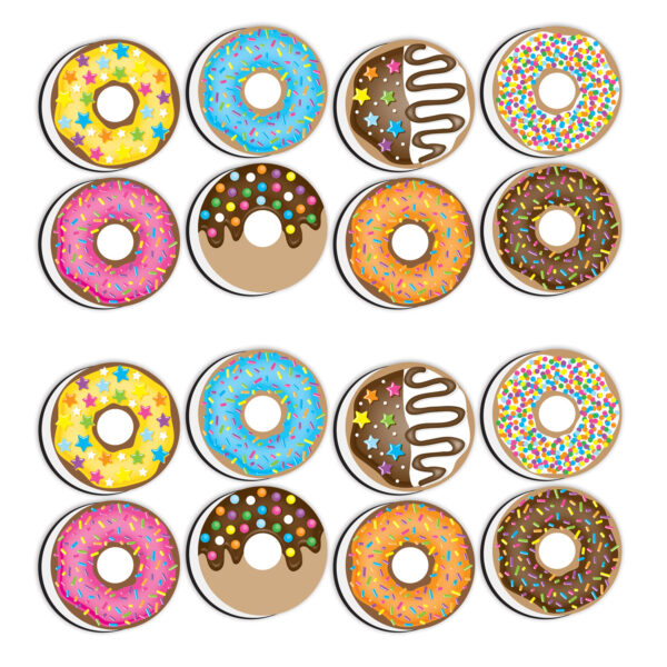 DonutFetti_Circle Non-Magnetic Mini Whiteboard Erasers, DonutFetti, 8 Per Pack, 2 Packs