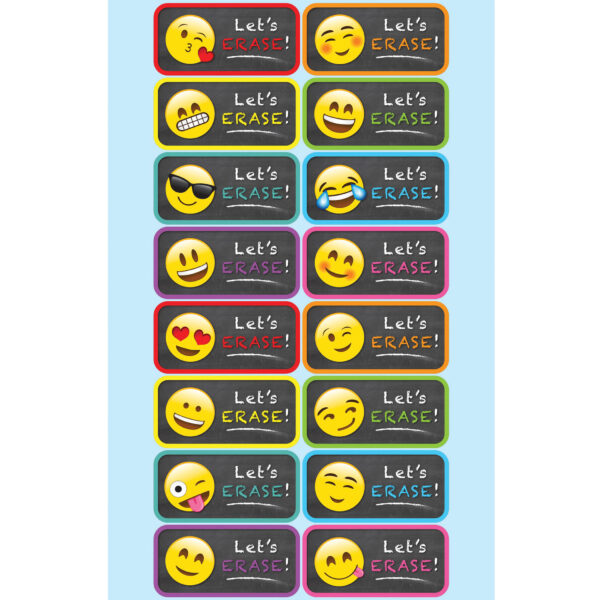 16pcMiniErasers_Birthday Non-Magnetic Mini Whiteboard Erasers, Emotions Icons, Pack of 16