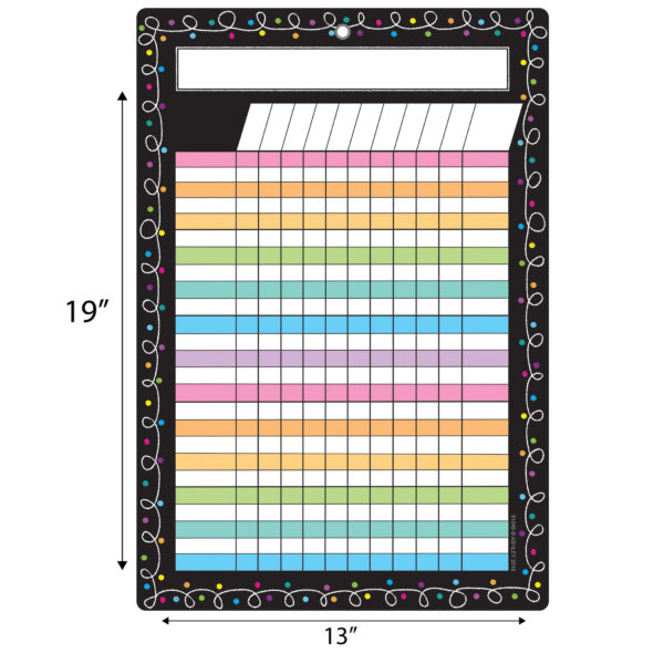 Smart Poly Chart, 13" x 19", Chalk Dots with Loops Incentive, w-Grommet, Pack of 6