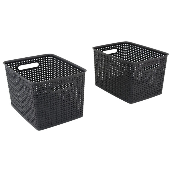 ERSAVT40328.jpg Black Plastic Weave Bins, Large, Pack of 2