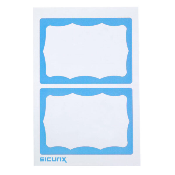 Adhesive Badges, Blue Border, 100 Per Pack, 6 Packs
