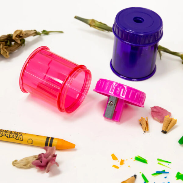 Single Hole Sharpener with Round Receptacle, Assorted Colors, Pack of 24