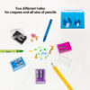 Dual Blade Square Sharpener with Receptacle & Round Receptacle Sharpener, Assorted Colors, 2 Per Pack, 24 Packs