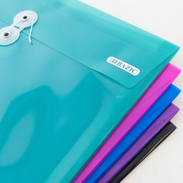 ERSBAZ2157-3_2.jpg Poly Project Envelopes, 11-1-2" x 9-3-4", 200 Sheet Capacity, Assorted Colors, 5 Per Per Pack, 3 Packs
