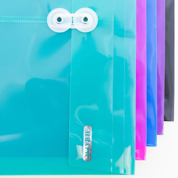 ERSBAZ2157-3_5.jpg Poly Project Envelopes, 11-1-2" x 9-3-4", 200 Sheet Capacity, Assorted Colors, 5 Per Per Pack, 3 Packs