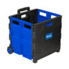 Folding Cart on Wheels w-Lid Cover, 16" x 18" x 15", Black-Blue