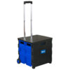 Folding Cart on Wheels w-Lid Cover, 16" x 18" x 15", Black-Blue
