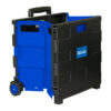 Folding Cart on Wheels w-Lid Cover, 16" x 18" x 15", Black-Blue