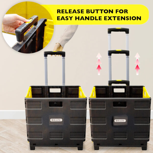 Folding Cart on Wheels w-Lid Cover, 16" x 18" x 15", Yellow