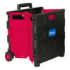 Folding Cart on Wheels w-Lid Cover, 16" x 18" x 15", Black-Red