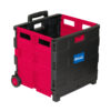 Folding Cart on Wheels w-Lid Cover, 16" x 18" x 15", Black-Red