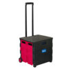 Folding Cart on Wheels w-Lid Cover, 16" x 18" x 15", Black-Red