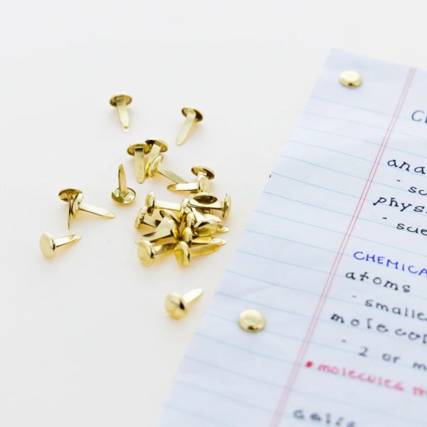 Brass-Plated Fasteners, 1-2", 100 Per Pack, 12 Packs