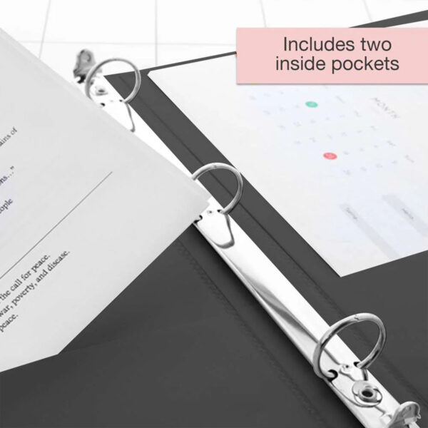 3-Ring View Binder with 2 Pockets, 1.5", Black, Pack of 6