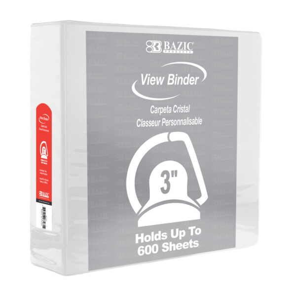 Slant D Ring View Binder with 2 Pockets, 3", White, Pack of 3