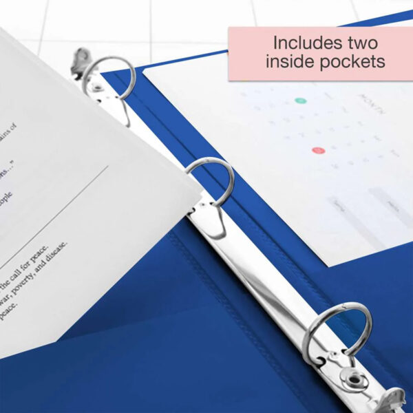 3-Ring View Binder with 2 Pockets, 1", Blue, Pack of 6