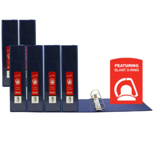 Slant D Ring View Binder with 2 Pockets, 2", Blue, Pack of 6