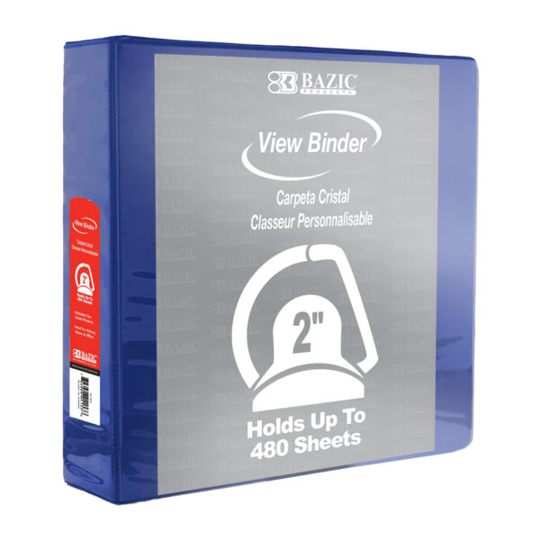 Slant D Ring View Binder with 2 Pockets, 2", Blue, Pack of 6