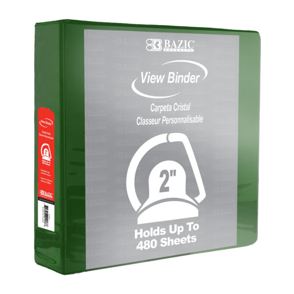 Slant D Ring View Binder with 2 Pockets, 2", Green, Pack of 6