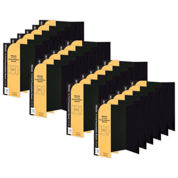 Tri-Fold Corrugated Presentation Board, 36" x 48", Black, Pack of 24