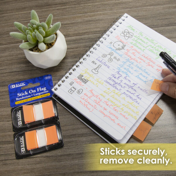 Assorted Neon Color Standard Flags with Dispenser, 60 Per Pack, 12 Packs