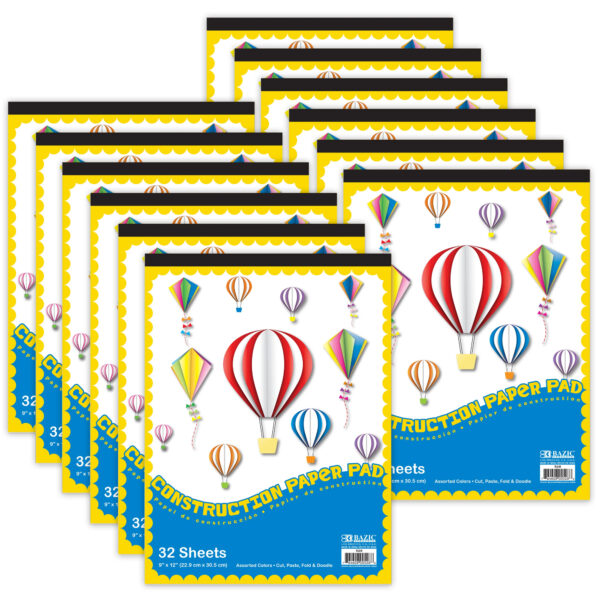 ERSBAZ528-12.jpg Construction Paper Pad, 9" x 12", 32 Sheets, Pack of 12