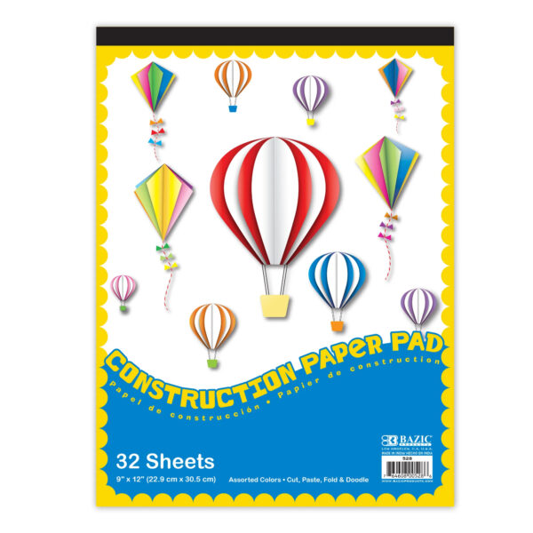 ERSBAZ528-12_1.jpg Construction Paper Pad, 9" x 12", 32 Sheets, Pack of 12