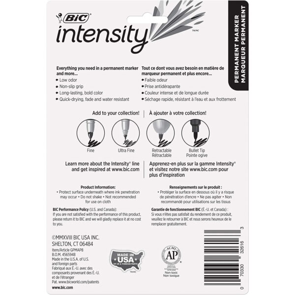 Intensity Permanent Marker, Fine Point, Assorted Colors, 8 Per Pack, 3 Packs
