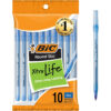 Round Stic Xtra Life Ballpoint Pen, Medium Point (1.0mm), Blue, 10 Per Pack, 6 Packs